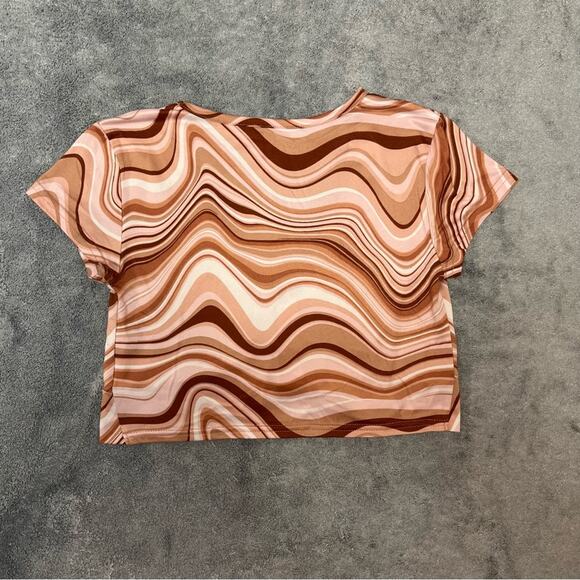 No Boundaries Marble Groovy 90s Basic Crop Top Rave Concert Event Size Small - Picture 13 of 13